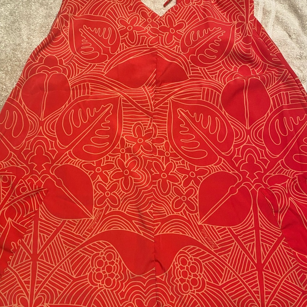 Manuhealii Red and Cream Floral Dress